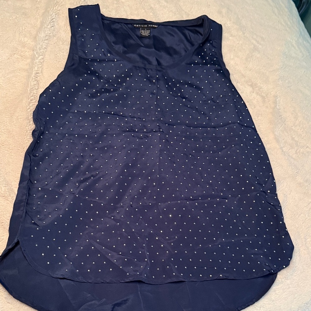 Antilia Femme Navy Blouse with Silver Accents
